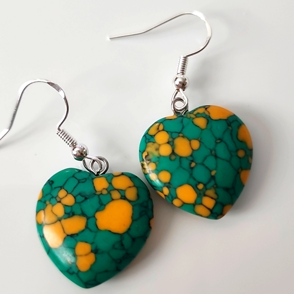 Stone Heart Earrings 925S STERLING POST